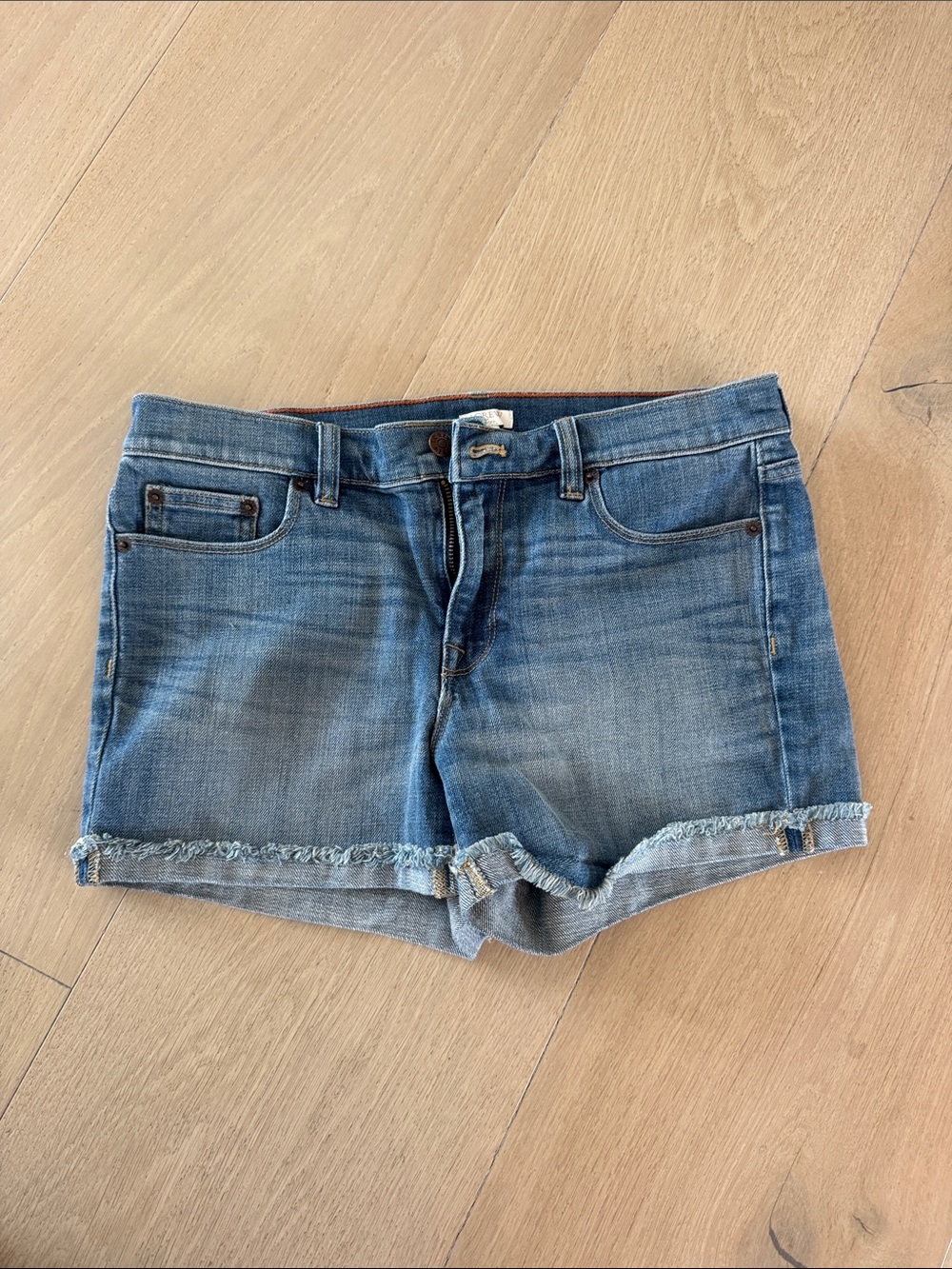 J. Crew Women's Frayed Hem Denim Shorts - Medium Blue